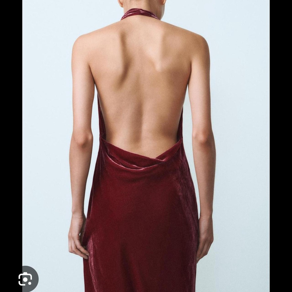 ZARA ELEGENCE VELVET OPEN BACK MIDI DRESS - SIZE XS - BRAND NEW WITH TAG - Picture 3 of 8